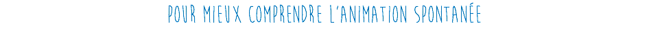 POUR MIEUX COMPRENDRE L'ANIMATION SPONTANÉE